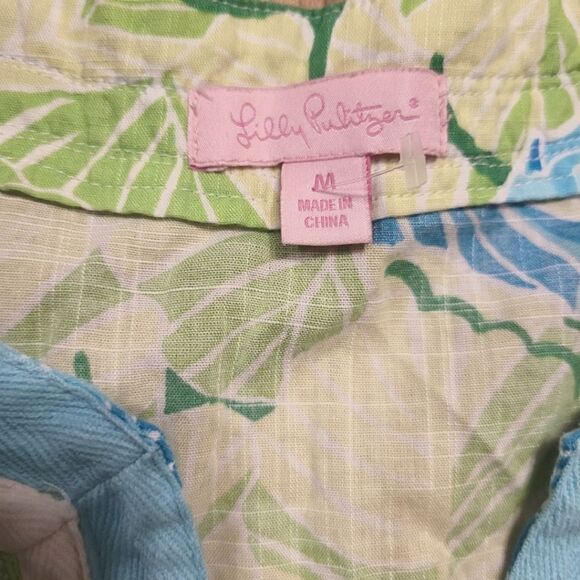 Lilly Pulitzer Gator Alley Aqua Blue Seafoam Green Tropical Tunic Dress Size M - Picture 6 of 7